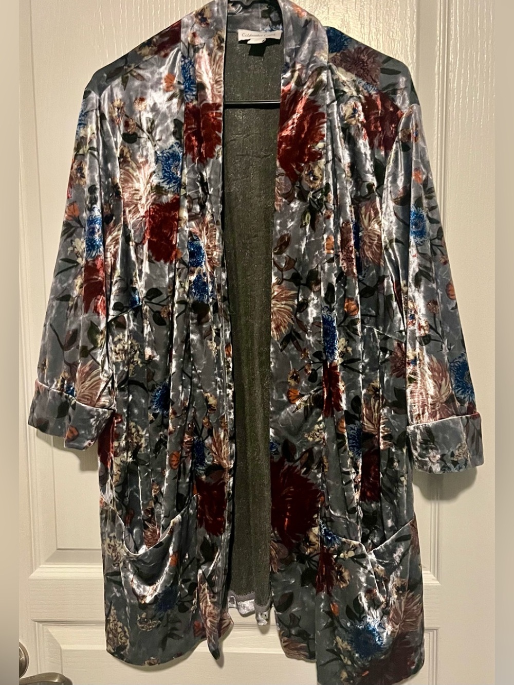 Coldwater Creek gray velvety blazer jacket top